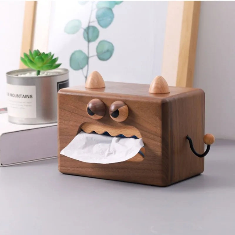 Walnut Monster Tissue Box