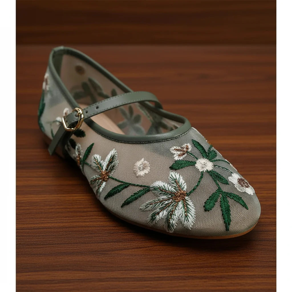 Floral Mesh Flats