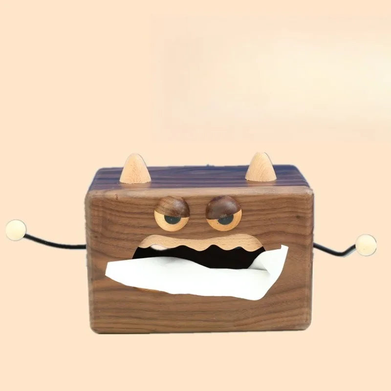Walnut Monster Tissue Box
