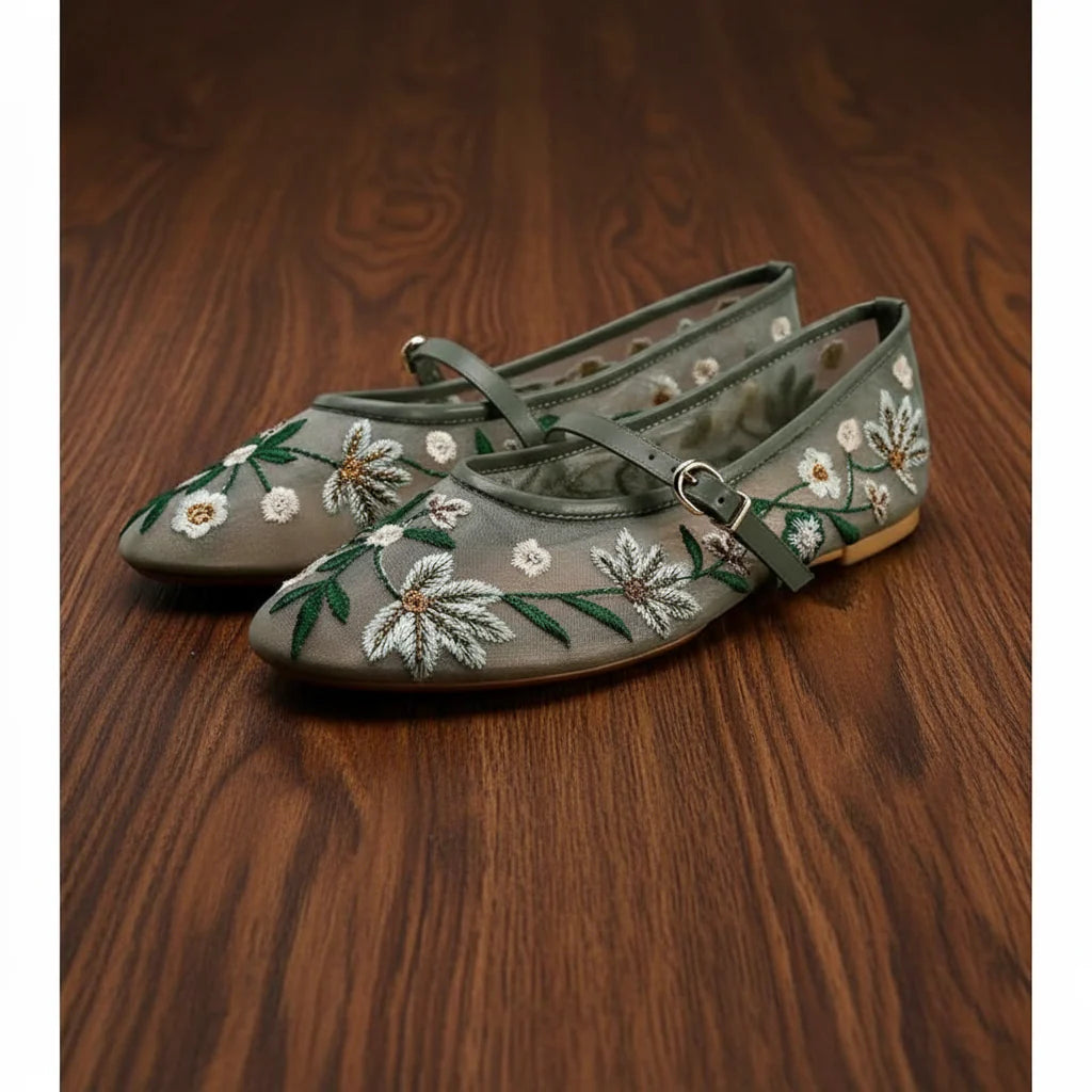 Floral Mesh Flats