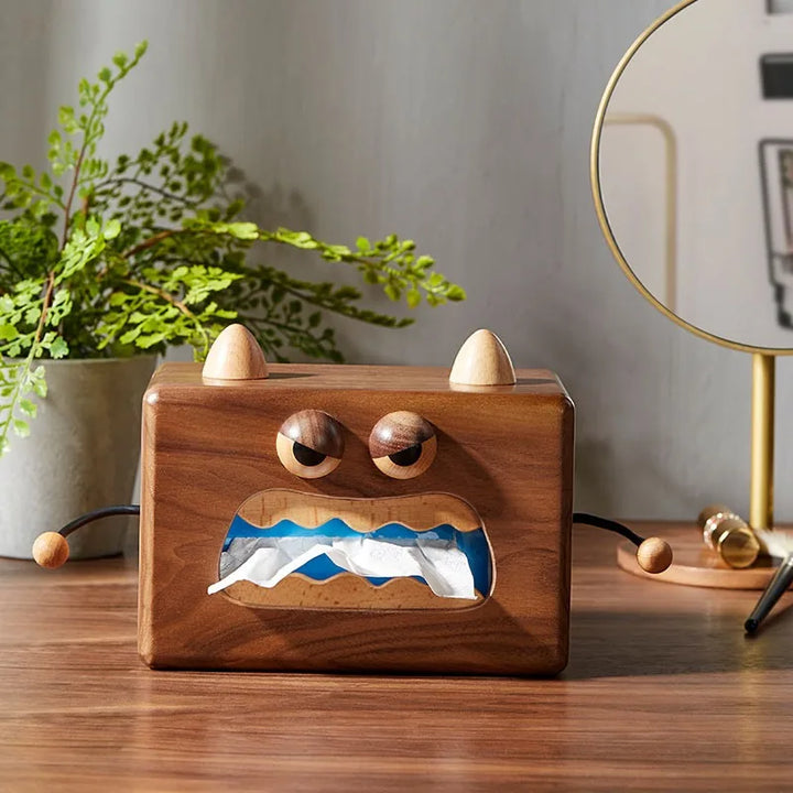 Walnut Monster Tissue Box